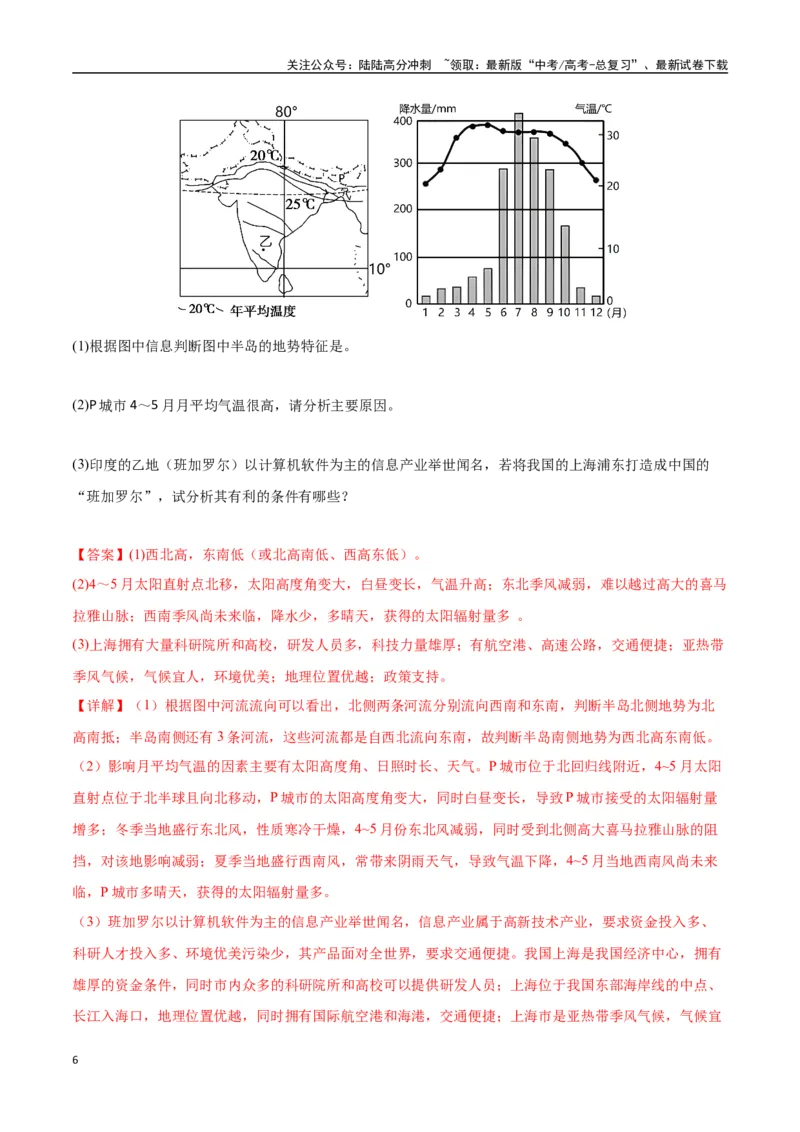 《专题26南亚与中亚（高频非选择题50题）-（新高考通用）（教师版）_07-地理-高考总复习_一轮复习_2025年_2025年高考地理一轮题型必刷题（新高考通用）》第6页预览