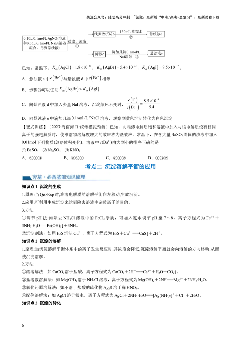 《第31讲难溶电解质的溶解平衡与应用（讲义）（原卷版）_05-化学-高考总复习_一轮复习_2024年_2024年高考化学一轮复习讲练测(课件+讲义+练习)（新高考）_讲义+练习》第6页预览