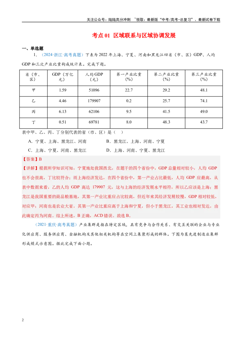 《专题12区域发展解析版_07-地理-高考总复习_专项复习_2025年_2022-2024高考地理真题分类汇编（全国通用）》第2页预览