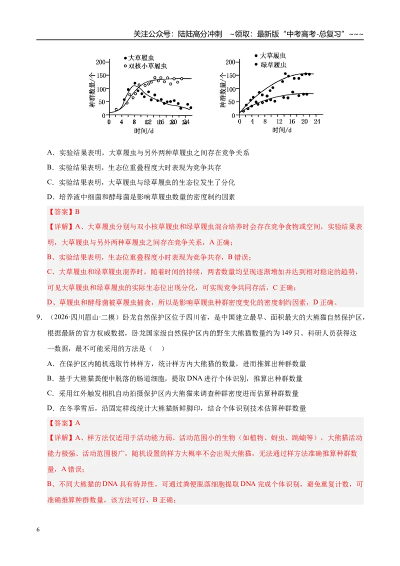 《专题07生物与环境（2大考点）（教师版）_06-生物-高考总复习_专项复习_2026年-生物高考专项复习_2026年高考生物二模试题分类汇编（四川专用）-G282_2026版》第6页预览