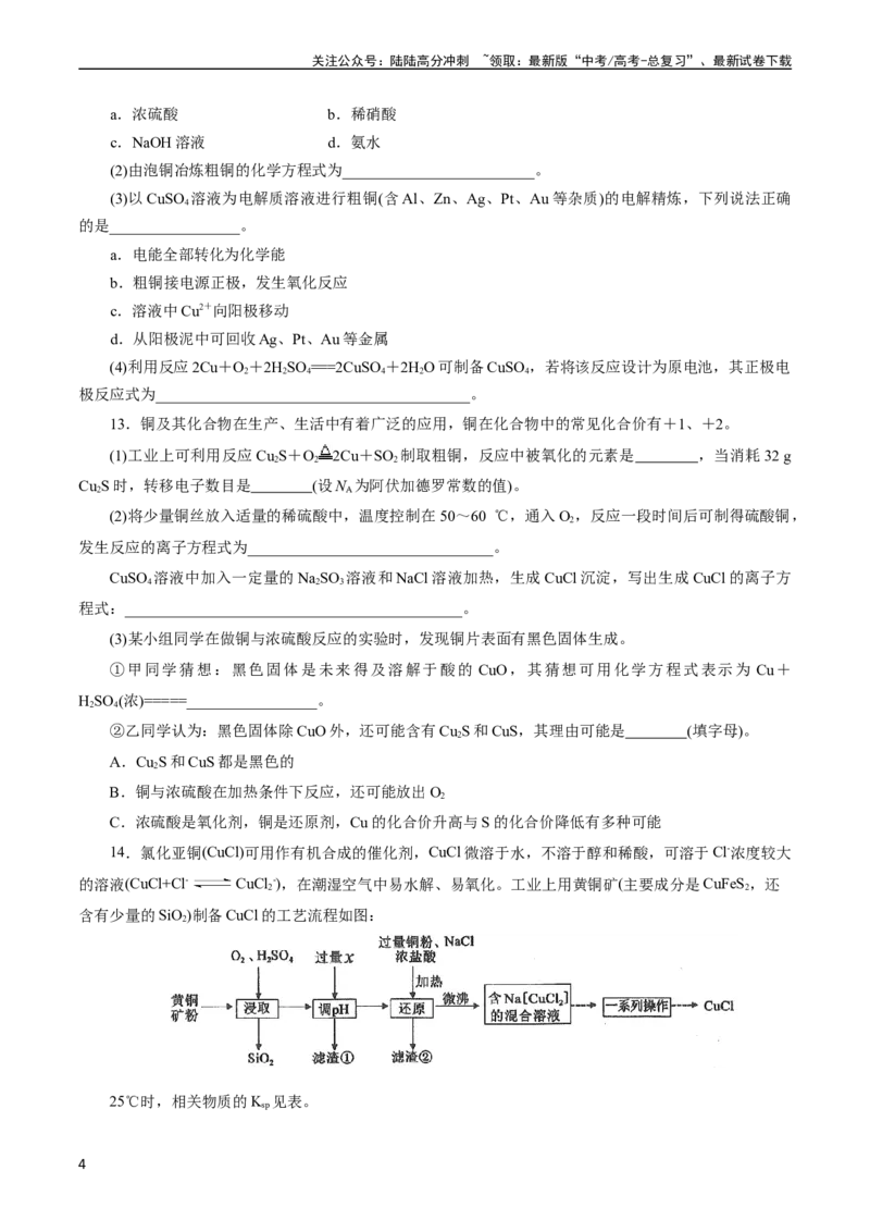 《考点16铜及其金属材料(好题冲关)(原卷版)_05-化学-高考总复习_一轮复习_2024年_2024年高考化学一轮复习考点帮（全国通用）_考点16铜及其金属材料（核心考点精讲精练）（全国通用）》第4页预览