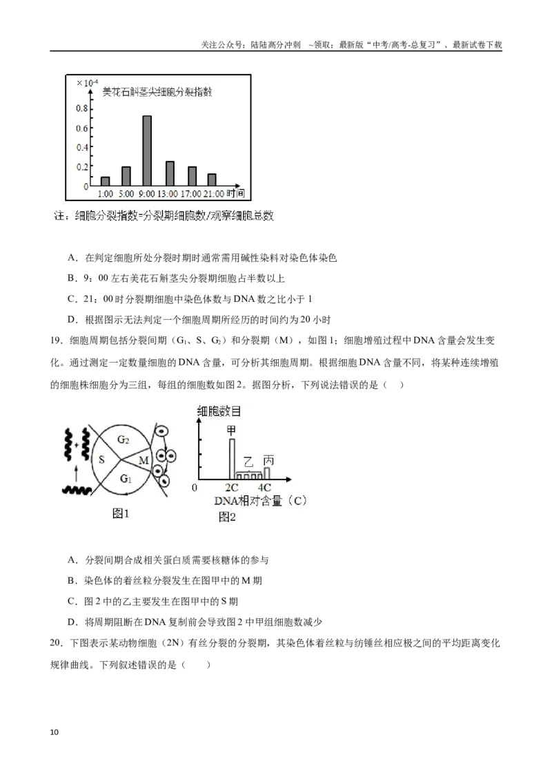 《专题12细胞增殖（原卷版)_06-生物-高考总复习_一轮复习_2024年_2024年高考生物一轮复习重难点专项突破_资料》第10页预览