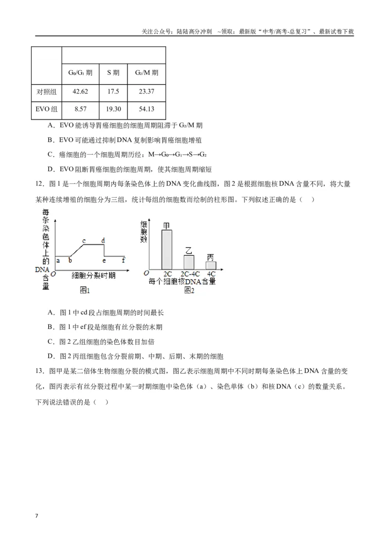 《专题12细胞增殖（原卷版)_06-生物-高考总复习_一轮复习_2024年_2024年高考生物一轮复习重难点专项突破_资料》第7页预览