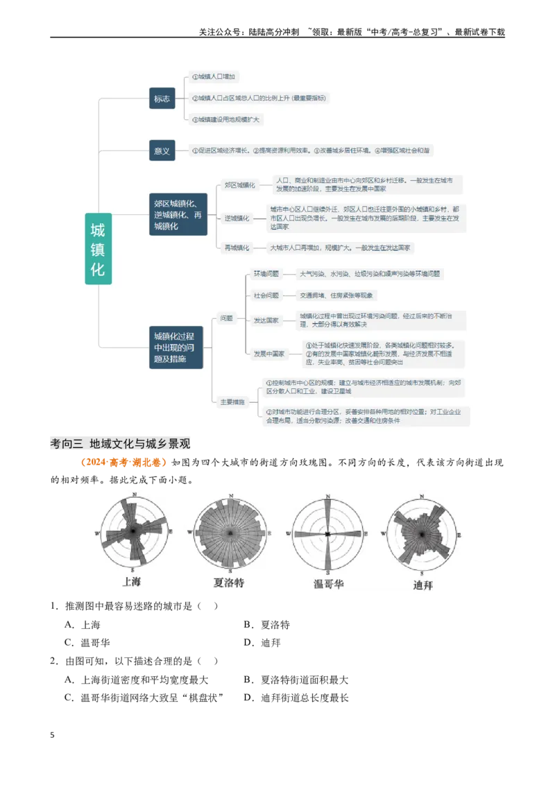 《专题08乡村和城镇-（新高考通用）（原卷版）_07-地理-高考总复习_专项复习_2024年_2024高考地理真题题源解密（新高考通用）》第5页预览
