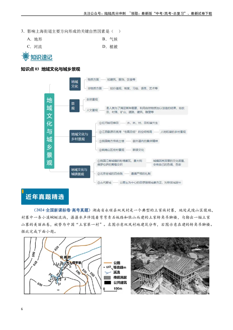 《专题08乡村和城镇-（新高考通用）（原卷版）_07-地理-高考总复习_专项复习_2024年_2024高考地理真题题源解密（新高考通用）》第6页预览