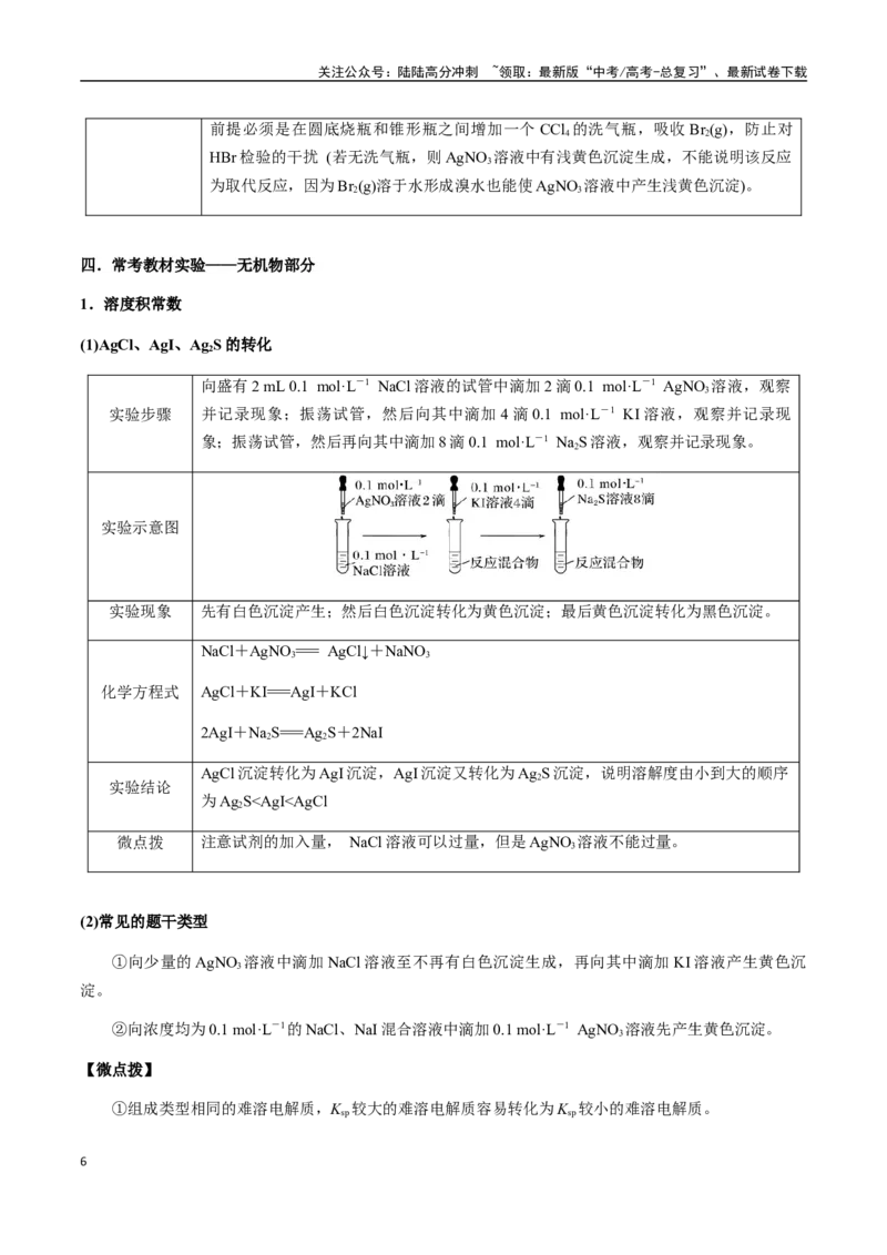 《考点70表格型实验方案的设计与评价（教师版）（新教材新高考）_05-化学-高考总复习_一轮复习_2025年_2025年高考化学一轮·考点讲义练习复习讲义（新教材新高考）_资料》第6页预览