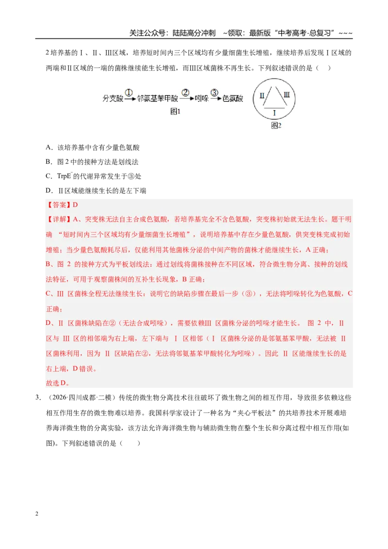 《专题08发酵工程和植物细胞工程（2大考点）（教师版）_06-生物-高考总复习_专项复习_2026年-生物高考专项复习_2026年高考生物二模试题分类汇编（四川专用）-G282_2026版》第2页预览