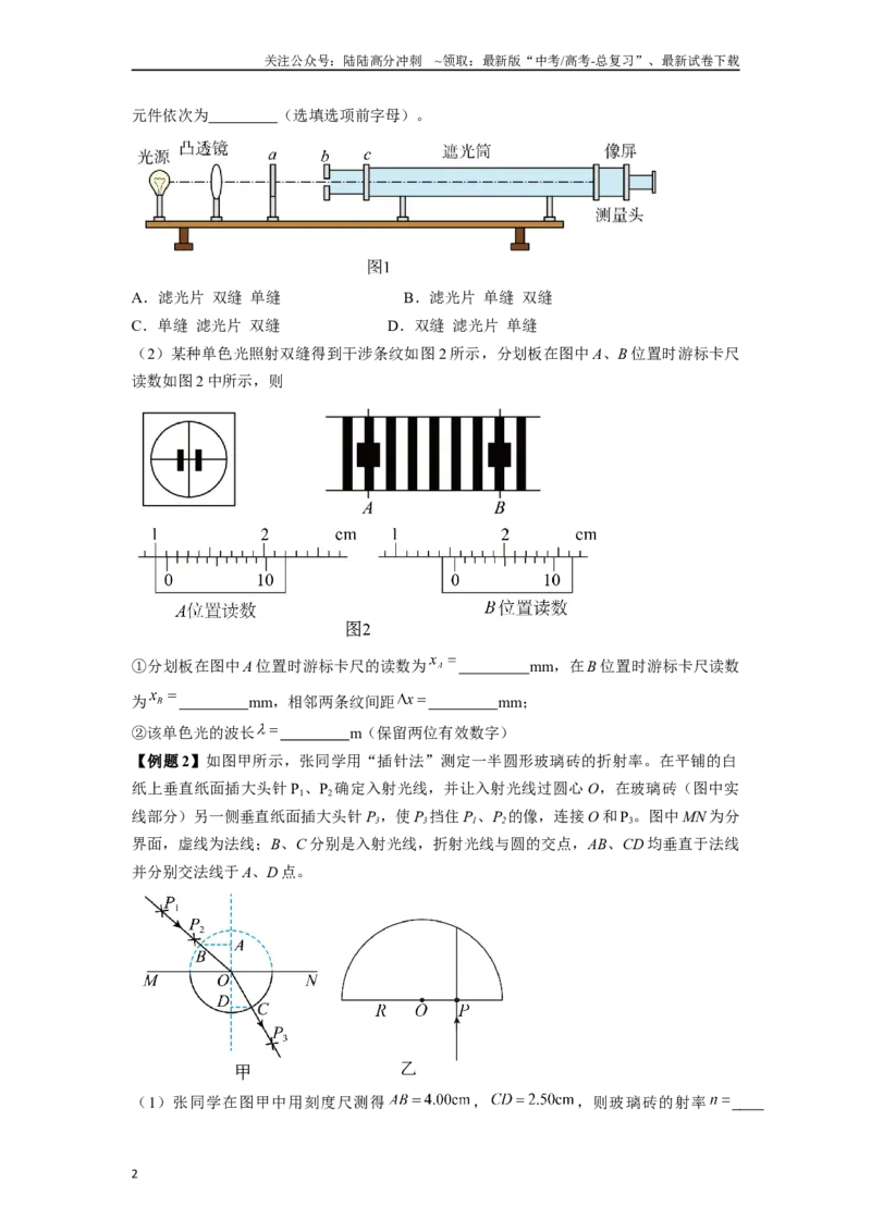《专题12光学类实验解答总结-实验攻略备战2024年高考物理各类实验解答总结（原卷版）_04-物理-高考总复习_专项复习_2024年_2024年高考物理各类实验解答总结解题方法归纳_资料》第2页预览