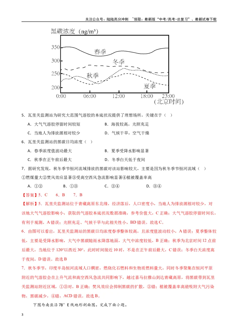 《专题26南亚与中亚（高频选择题50题）-（新高考通用）（教师版）_07-地理-高考总复习_一轮复习_2025年_2025年高考地理一轮题型必刷题（新高考通用）》第3页预览