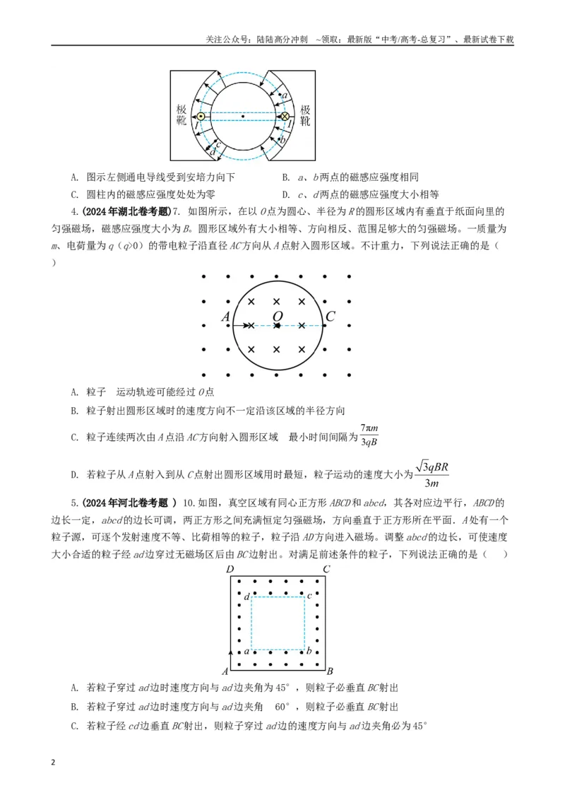 《专题10磁场（学生版）_04-物理-高考总复习_专项复习_2025年_2025年高考真题和模拟题物理分类汇编（全国通用）》第2页预览