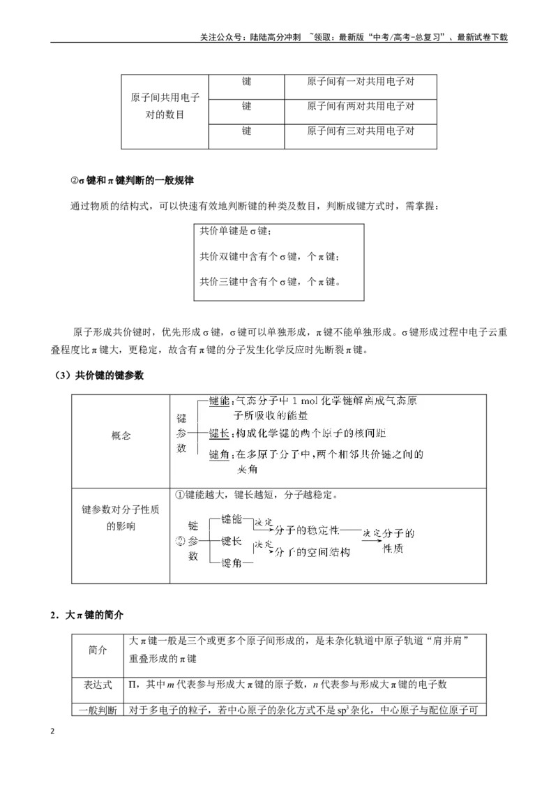 《第65讲化学键、配合物、分子结构与性质（原卷版）_05-化学-高考总复习_一轮复习_2024年_2024年高考化学一轮·夯基提能复习精讲精练_资料》第2页预览