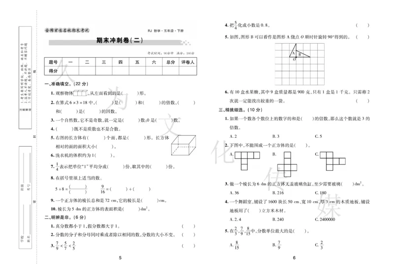 《《期末大盘点》5年级数学下册（人教版_小学1-6年级全科全套_1-6年级全科下册_五年级_五年级下数学_数学五下人教版》第4页预览