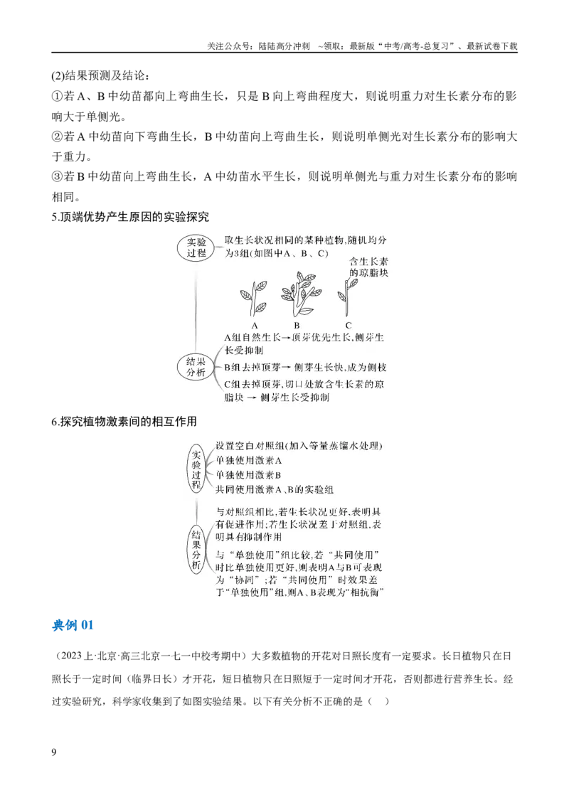《专题08植物生命活动的调节（讲义）（原卷版）_06-生物-高考总复习_二轮复习_2024年_2024年高考生物二轮复习高频考点追踪与预测（新高考专用）_讲义》第9页预览