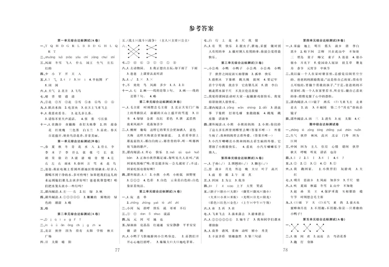 《黄冈名师全优AB卷语文1年级下答案_小学1-6年级全科全套_1-6年级全科下册_一年级_一年级下语文_语文一下单元检测试卷》第1页预览