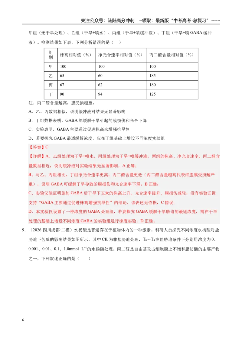 《专题06植物激素调节（1大考点）（学生版）_06-生物-高考总复习_专项复习_2026年-生物高考专项复习_2026年高考生物二模试题分类汇编（四川专用）-G282_2026版》第6页预览