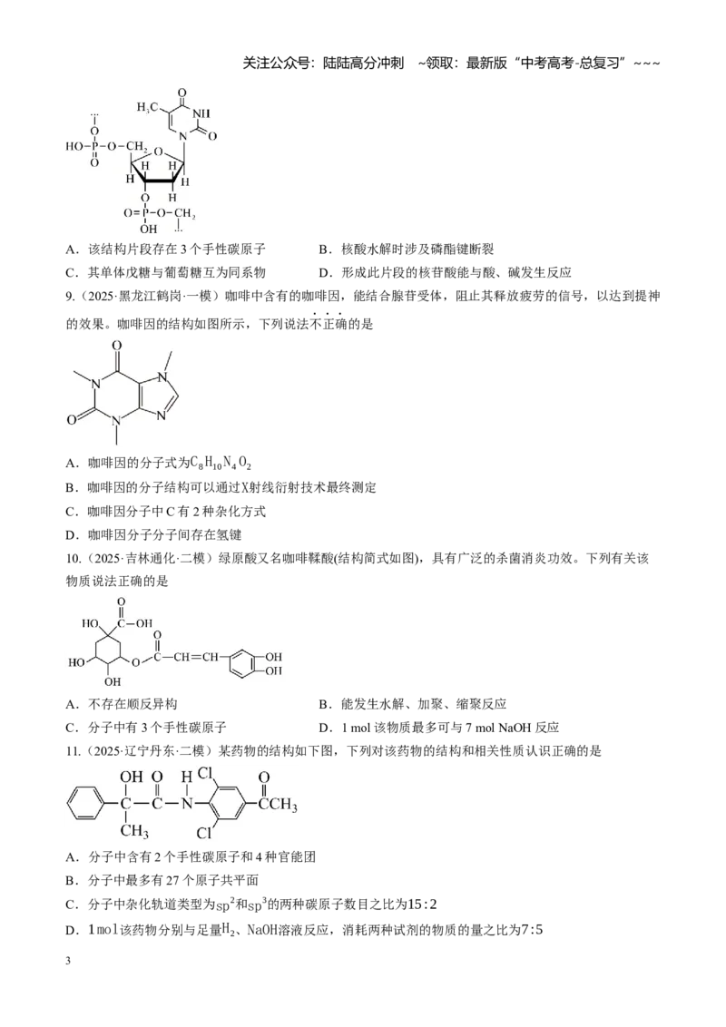《第九章有机化学基础（综合训练）（黑吉辽蒙专用）（学生版）_05-化学-高考总复习_一轮复习_2026年-化学高考一轮复习_2026年高考化学一轮课件+讲义+练习（黑吉辽蒙专用）-G330》第3页预览