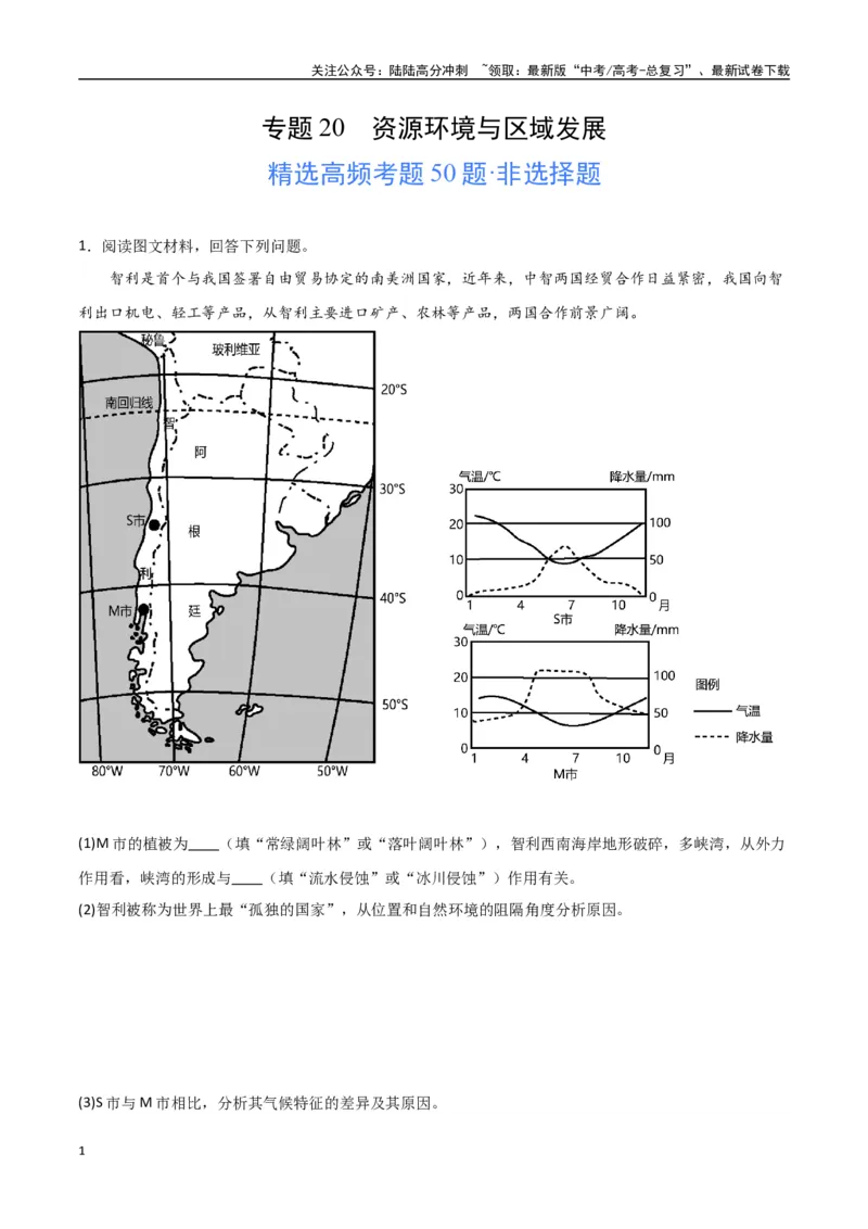 《专题20资源环境与区域发展（高频非选择题50题）-（全国通用）（原卷版）_07-地理-高考总复习_一轮复习_2024年_2024年高考地理一轮题型突破训练（全国通用）_资料_1-资料》第1页预览