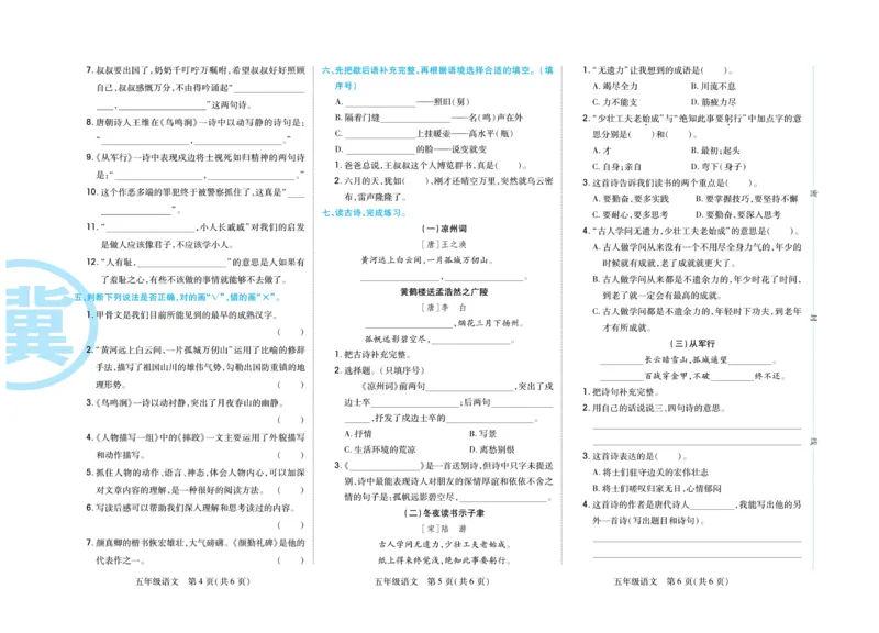 《《期末专题精选卷》统编版语文5年级下册期末专题精选卷_小学1-6年级全科全套_1-6年级全科下册_五年级_五年级下语文_语文五下电子册类》第7页预览