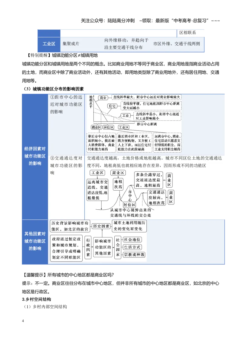 《专题09乡村与城镇（知识清单）（全国通用）（教师版）_07-地理-高考总复习_一轮复习_2026年-地理高考一轮复习_2026年高考地理一轮复习讲义+练习+课件（新教材新高考）-G55_2026版》第4页预览
