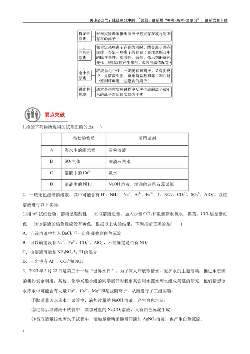 《第3讲离子反应的应用（讲义）-（原卷版）_05-化学-高考总复习_一轮复习_2024年_2024年高考化学一轮复习讲义+分层练习_资料》第4页预览