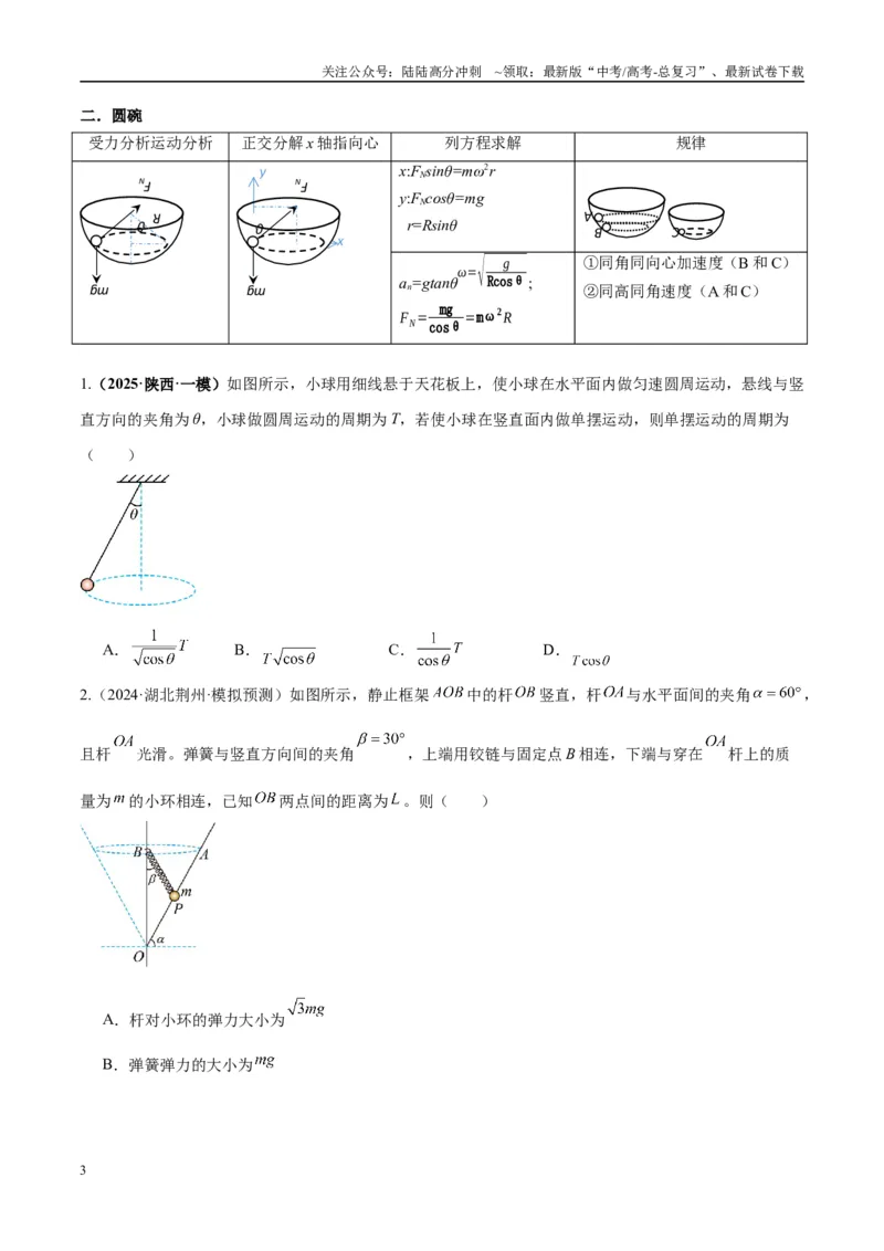 《专题08水平面内的圆周运动模型（学生版）_04-物理-高考总复习_专项复习_2025年_2025年高考物理热点模型与方法归纳》第3页预览