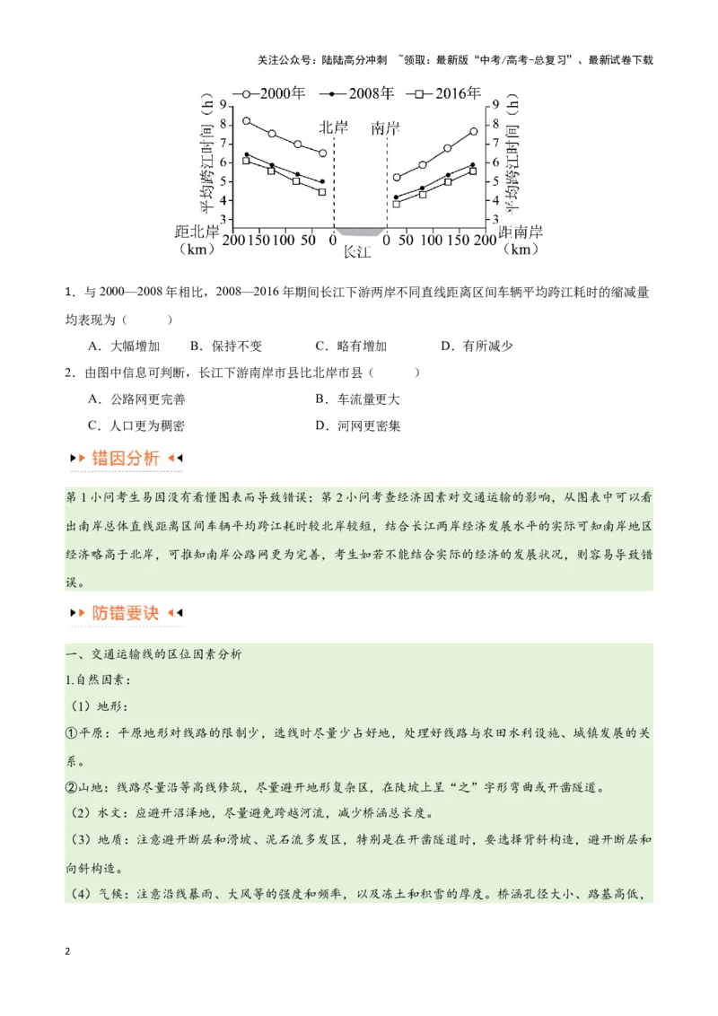 《专题10交通易错突破（4大易错）-备战2024年高考地理考试易错题（全国通用）（原卷版）_07-地理-高考总复习_专项复习_2024年_2024年新高考地理考试易错题归纳练习易错易混真题_资料》第2页预览