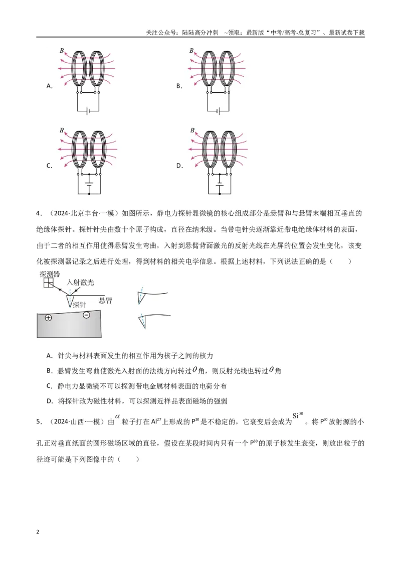 《专题11磁场及带电粒子在磁场中的运动（原卷版）_04-物理-高考总复习_专项复习_2024年_2024届新高考物理冲刺专项训练300题_资料》第2页预览