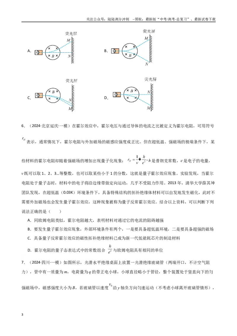 《专题11磁场及带电粒子在磁场中的运动（原卷版）_04-物理-高考总复习_专项复习_2024年_2024届新高考物理冲刺专项训练300题_资料》第3页预览