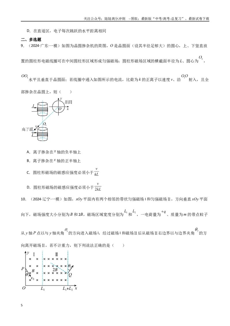 《专题11磁场及带电粒子在磁场中的运动（原卷版）_04-物理-高考总复习_专项复习_2024年_2024届新高考物理冲刺专项训练300题_资料》第5页预览