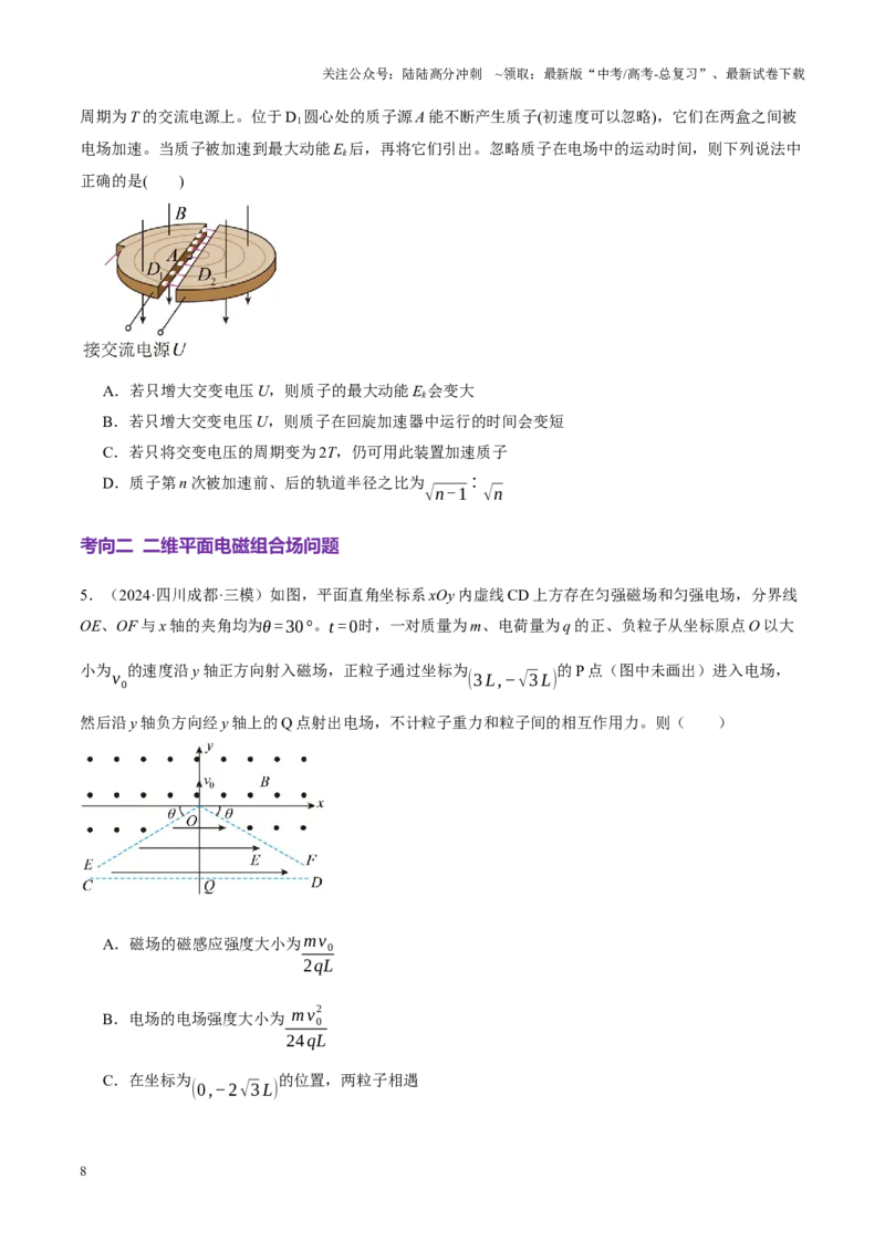 《专题11带电粒子在复合场中的运动（讲义）（学生版）_04-物理-高考总复习_二轮复习_2025年_2025年高考物理二轮复习课件+讲义+练习（新高考通用）》第8页预览