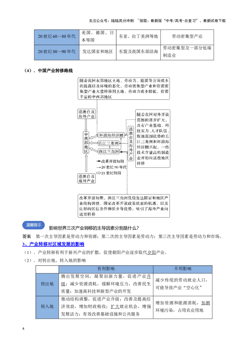 《专题20区域合作与协调发展（思维导图+4大知识点+5个能力拓展）_07-地理-高考总复习_一轮复习_2025年_2025年高考地理一轮复习知识清单（全国通用）》第4页预览