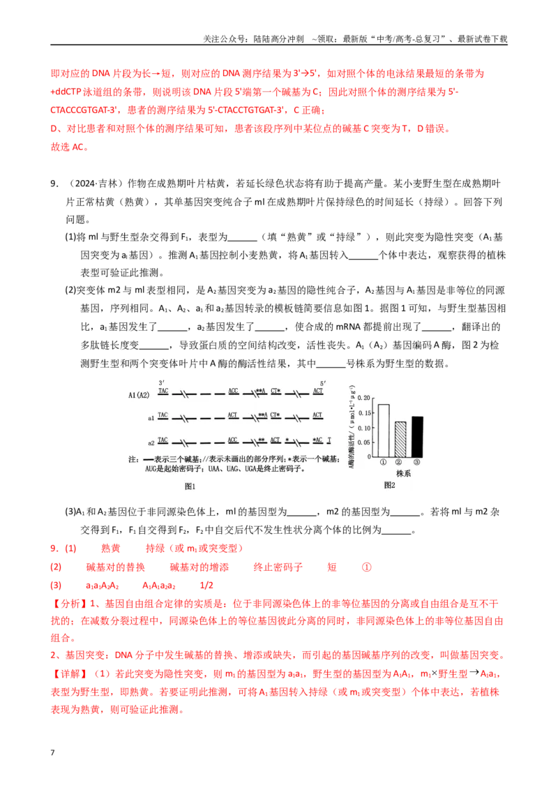 《专题08变异、育种和进化（解析版）_06-生物-高考总复习_专项复习_2025年_五年2020-2024高考真题分类汇编生物真题分类汇编（全国通用）》第7页预览