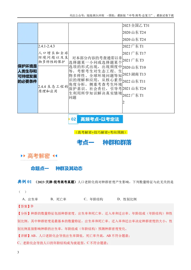 《专题09生物与环境（讲义）（解析版）_06-生物-高考总复习_二轮复习_2024年_2024年高考生物二轮复习高频考点追踪与预测（新高考专用）_讲义_教师版（含答案解析）》第3页预览