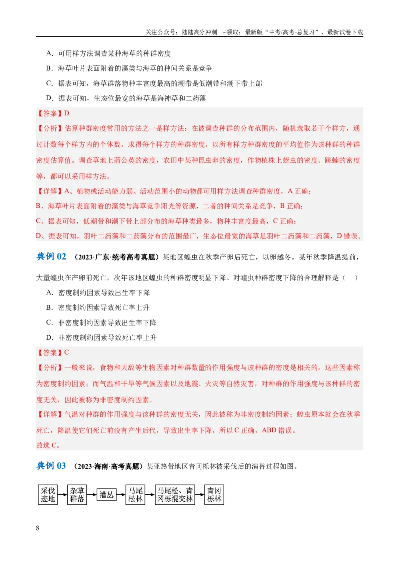 《专题09生物与环境（讲义）（解析版）_06-生物-高考总复习_二轮复习_2024年_2024年高考生物二轮复习高频考点追踪与预测（新高考专用）_讲义_教师版（含答案解析）》第8页预览
