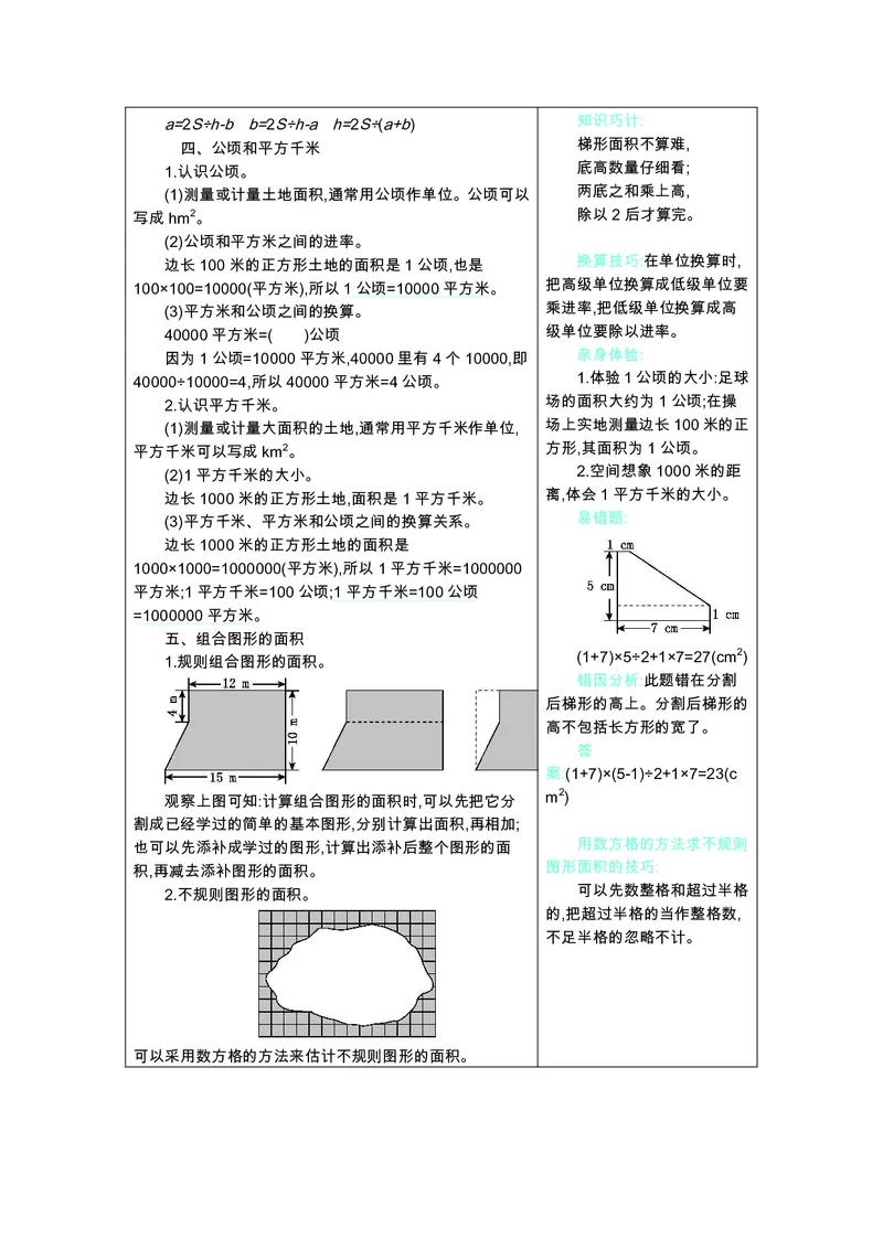 《五（上）数学（苏教版）知识要点_小学1-6年级全科全套_1-6年级全科上册_五年级_五年级上数学_A五年级数学（苏教版）》第5页预览