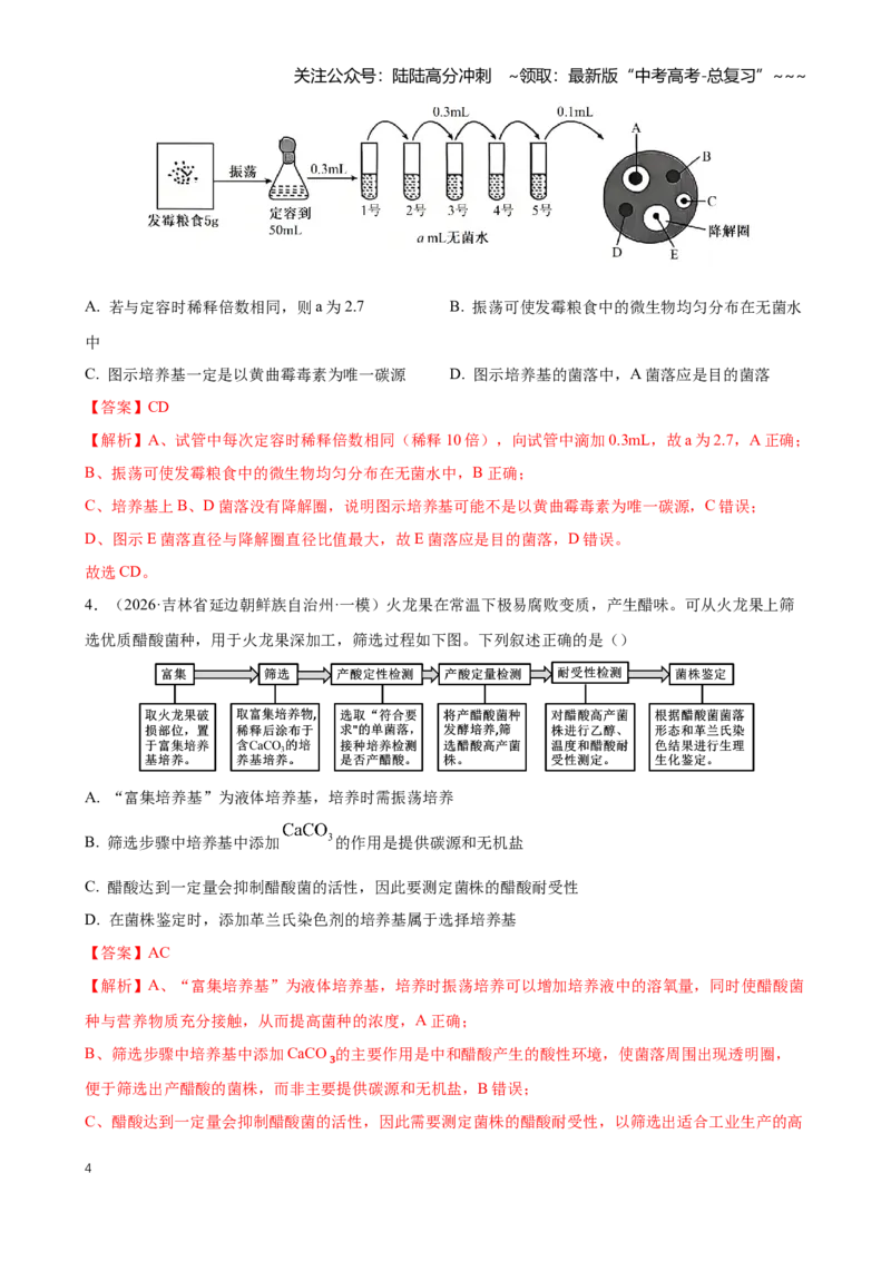 《专题11发酵工程与细胞工程（教师版）_06-生物-高考总复习_专项复习_2026年-生物高考专项复习_2026年高考生物一模试题分类汇编（黑吉辽蒙专用）-G238_2026版》第4页预览