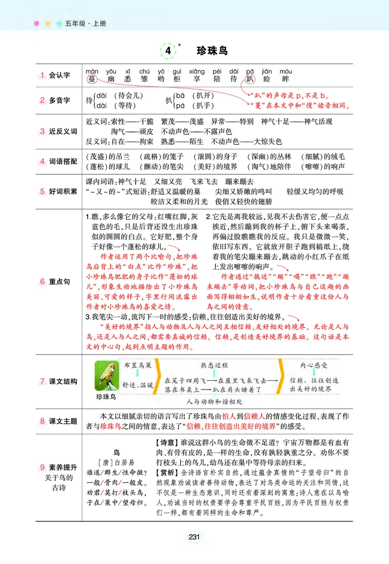 《五（上）语文状元笔记（背记清单）_小学1-6年级全科全套_1-6年级全科上册_五年级_五年级上语文_语文五上各课考点总结》第4页预览