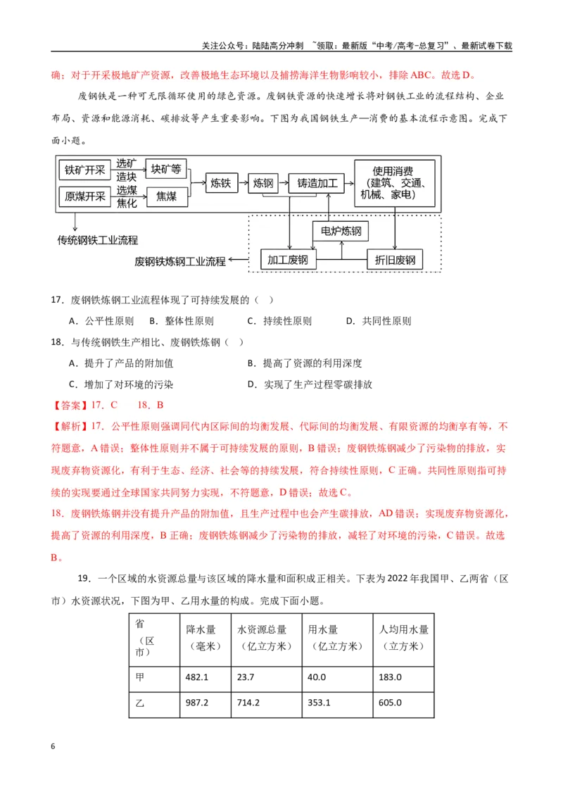 《专题22区际联系与区域协调发展（高频选择题50题）-（新高考通用）（教师版）_07-地理-高考总复习_一轮复习_2025年_2025年高考地理一轮题型必刷题（新高考通用）》第6页预览