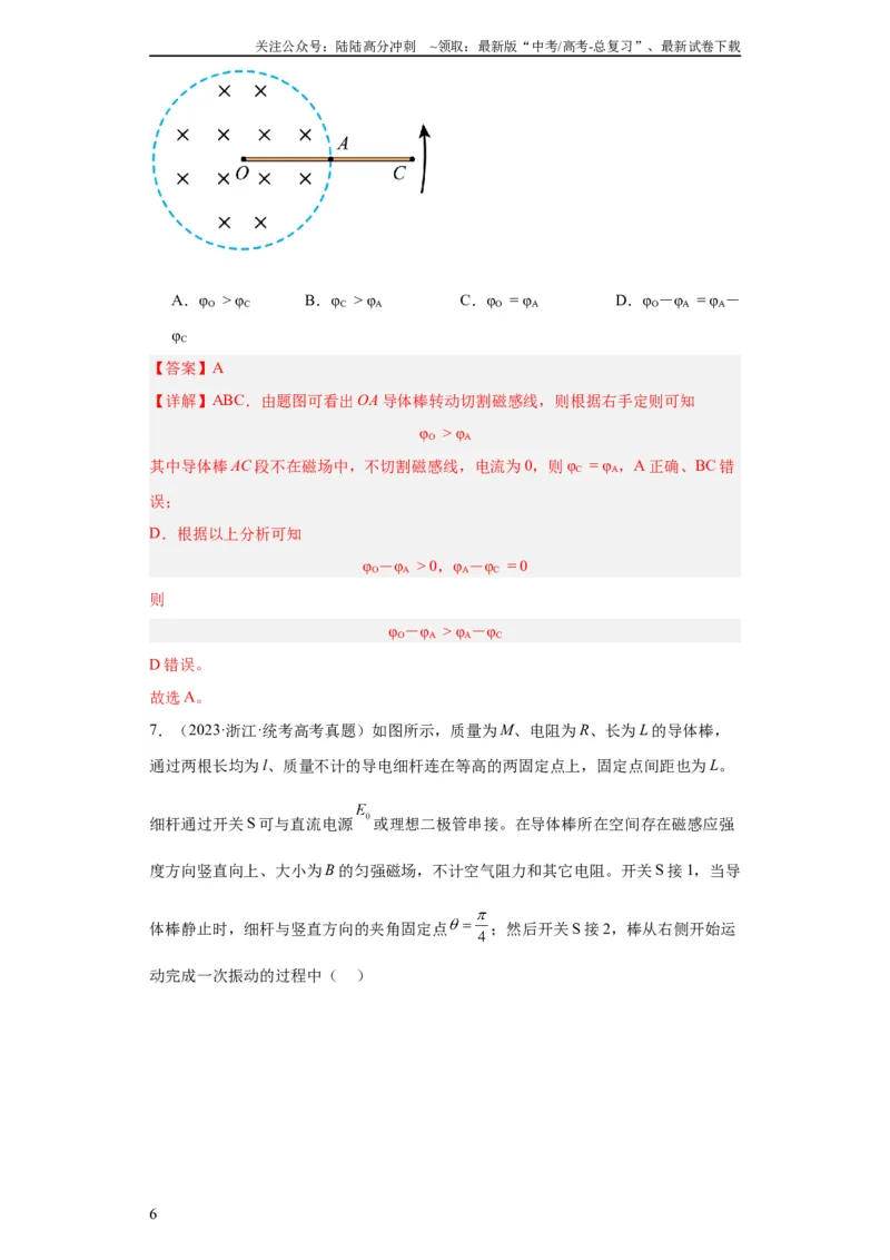 《专题10电磁感应(教师版)_04-物理-高考总复习_专项复习_2024年_2019-2023高考物理五年真题分项汇编（全国通用）_教师版（含答案解析）》第6页预览