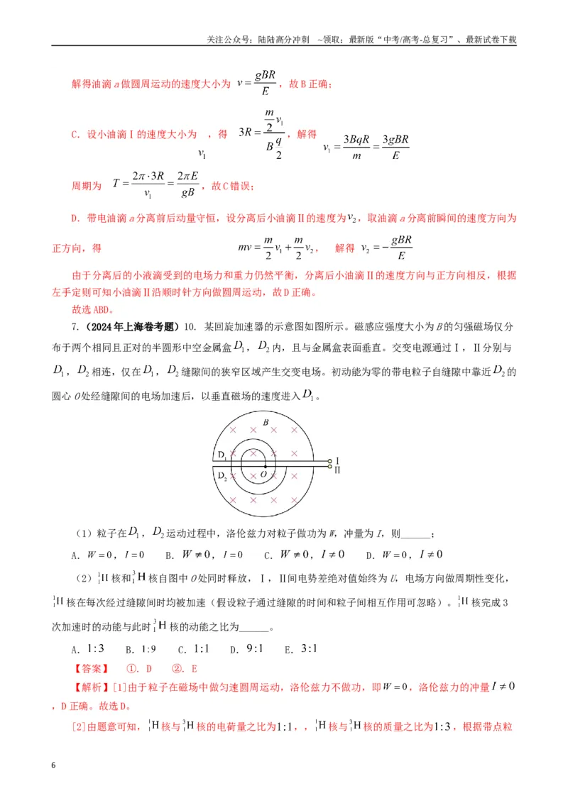 《专题10磁场（解析版）_04-物理-高考总复习_专项复习_2024年_2024年高考真题和模拟题分项汇编物理分类汇编（全国通用）》第6页预览