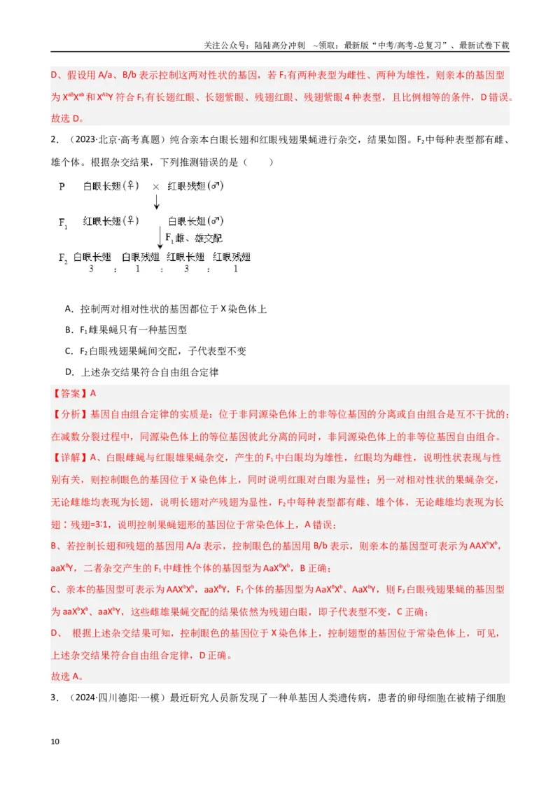 《专题10基因定位类问题分析（解析版）_06-生物-高考总复习_专项复习_2025年_2025年高考生物重难点讲义专练（新高考通用）》第10页预览