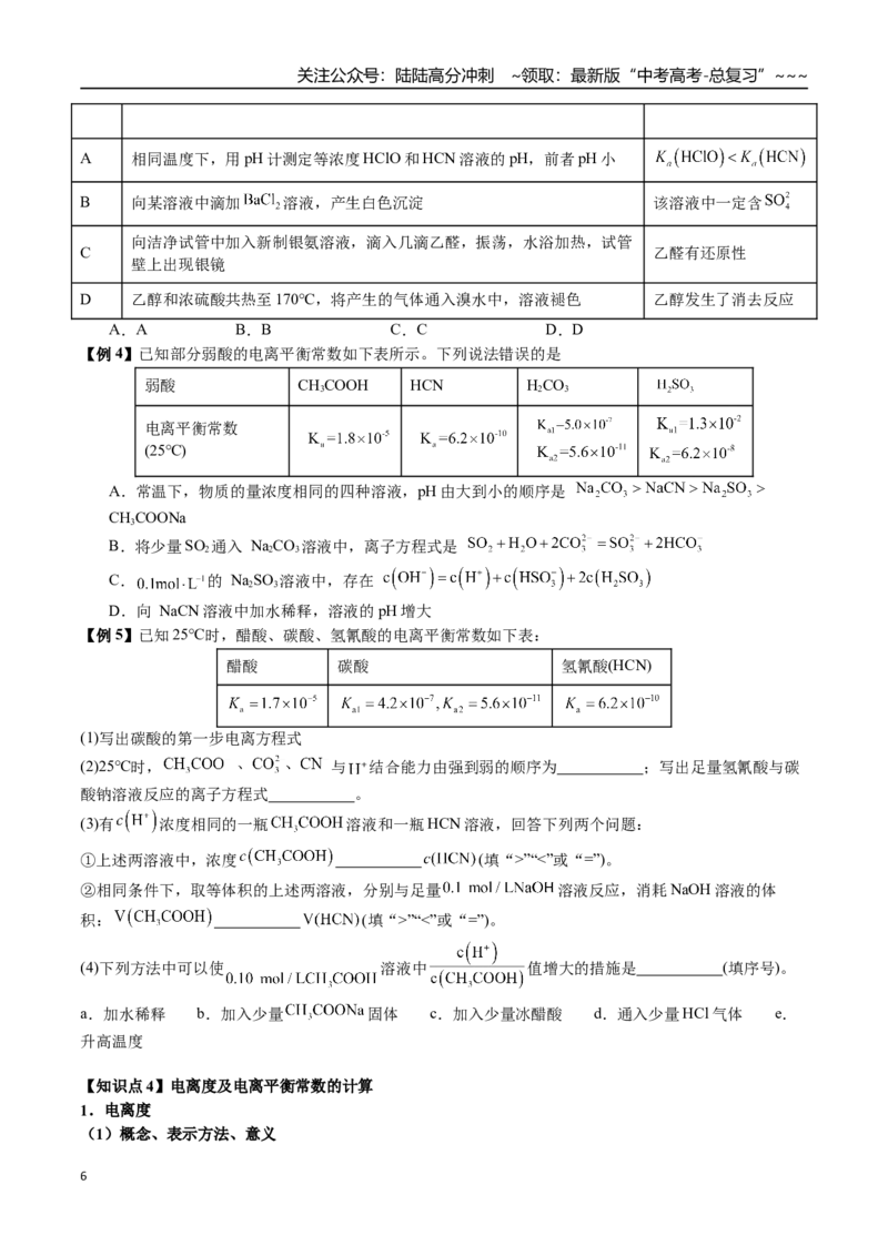 《第44讲弱电解质的电离平衡（讲义+练习、学生版）（一轮·夯基提能）精讲精练复习讲义（新教材新高考）_05-化学-高考总复习_一轮复习_2026年-化学高考一轮复习_资料》第6页预览