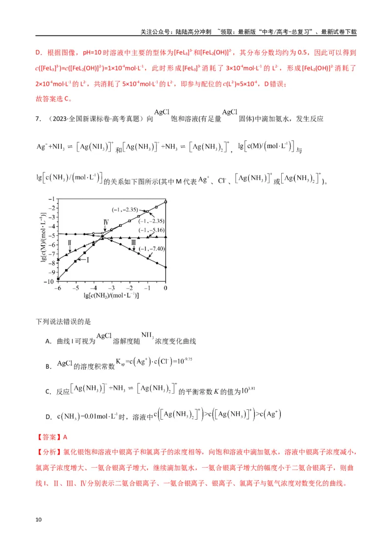 《素养卷08突破三大守恒的应用——粒子浓度大小的比较-（全国通用）（教师版）(1)_05-化学-高考总复习_专项复习_2024年_2024年高考化学小题限时集训（全国通用+新九省专用）_资料》第10页预览