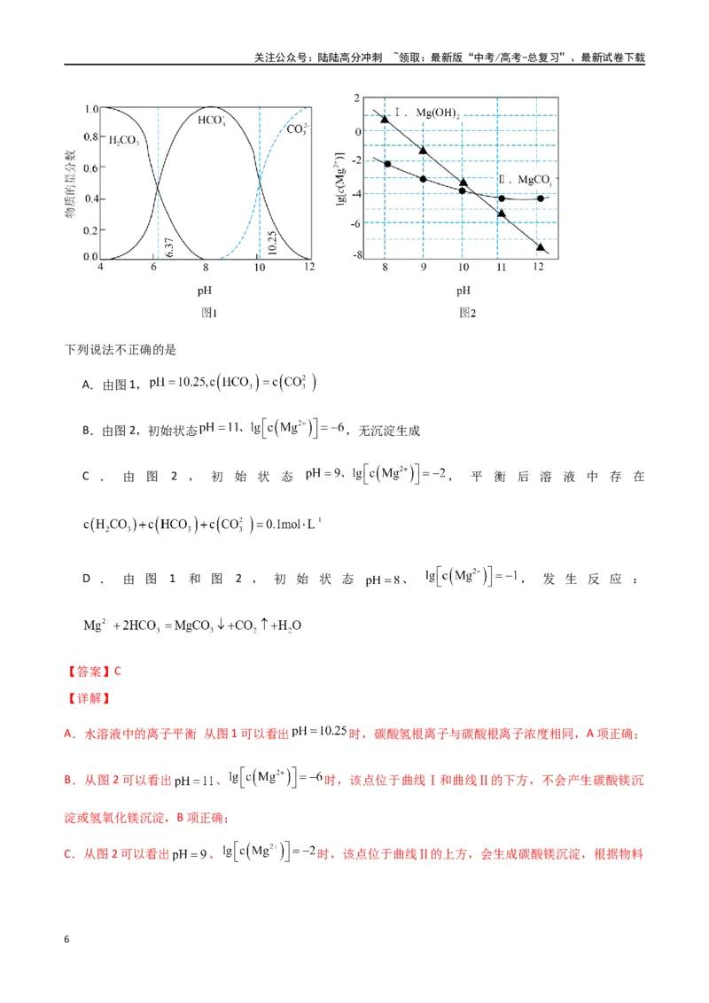 《素养卷08突破三大守恒的应用——粒子浓度大小的比较-（全国通用）（教师版）(1)_05-化学-高考总复习_专项复习_2024年_2024年高考化学小题限时集训（全国通用+新九省专用）_资料》第6页预览