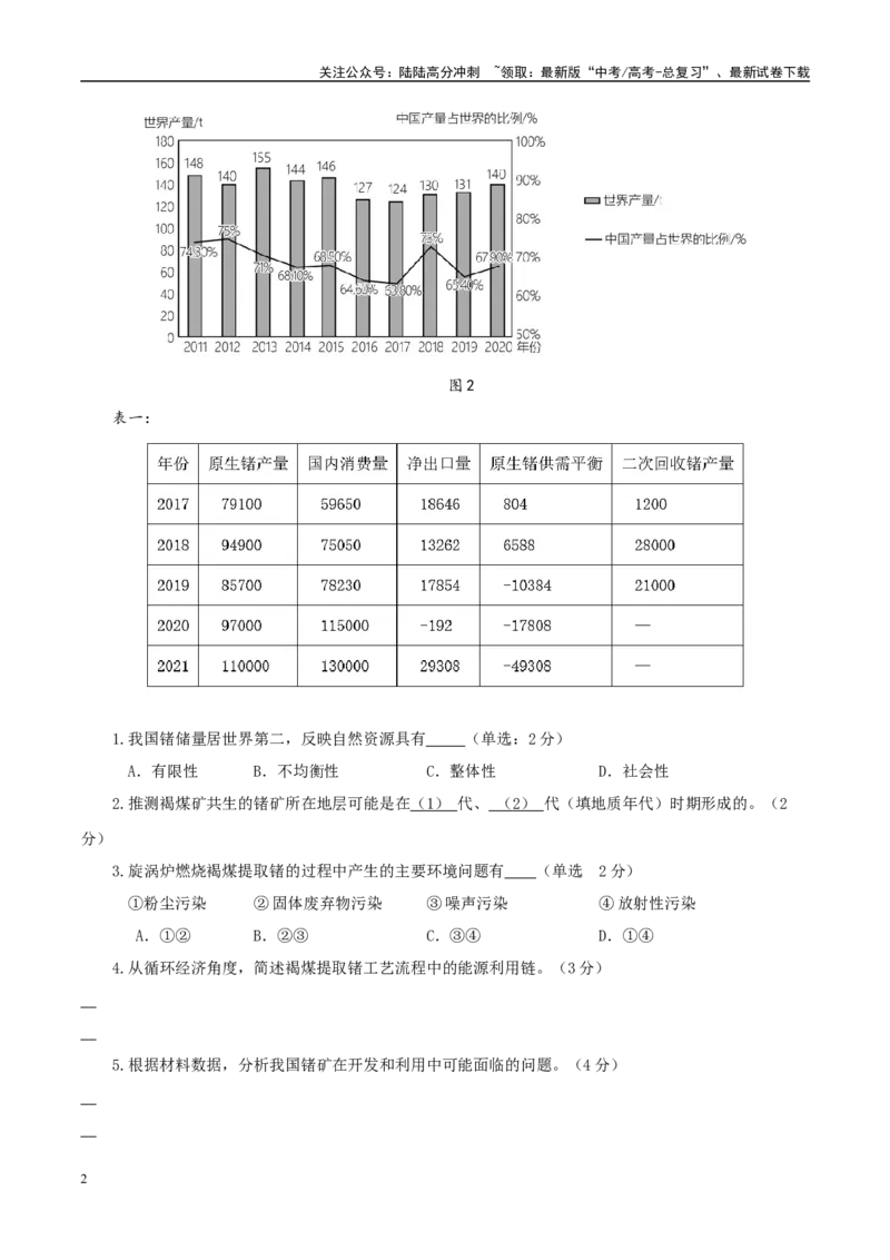 《地理（上海卷01）（考试版）A4_07-地理-高考总复习_二轮复习_2025年_2025年高考地理第二次模拟卷16套_地理（上海卷）》第2页预览