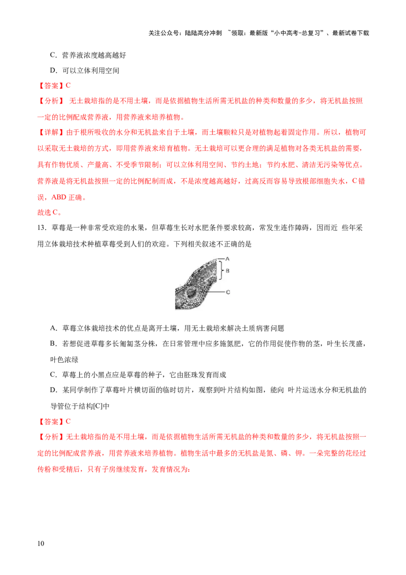 《主题七生物学与社会·跨学科实践（测试）（解析版）(1)_中考-总复习（2026版）_08-生物-中考总复习_2025中考复习资料_2025中考二轮课件ppt+讲义+练习生物_测试》第10页预览