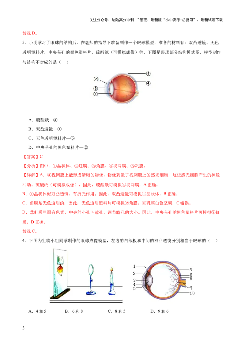 《主题七生物学与社会·跨学科实践（测试）（解析版）(1)_中考-总复习（2026版）_08-生物-中考总复习_2025中考复习资料_2025中考二轮课件ppt+讲义+练习生物_测试》第3页预览
