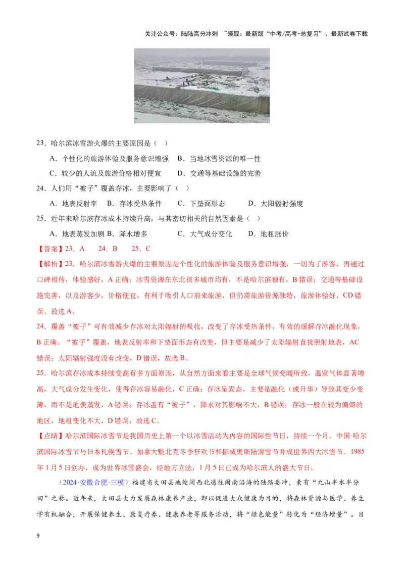 《专题16服务业的区位选择（全国通用）（解析版）_07-地理-高考总复习_专项复习_2025年_2024年高考三模试题分类汇编（全国卷专用）_资料_1-全国通用》第9页预览