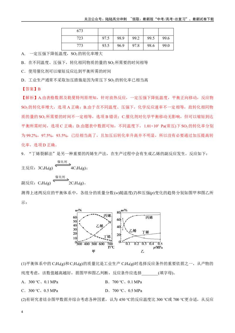 《考点巩固卷10化学反应速率与化学平衡（二）（教师版）_05-化学-高考总复习_一轮复习_2025年_2025年高考化学一轮复习考点复习卷（新高考通用）》第4页预览