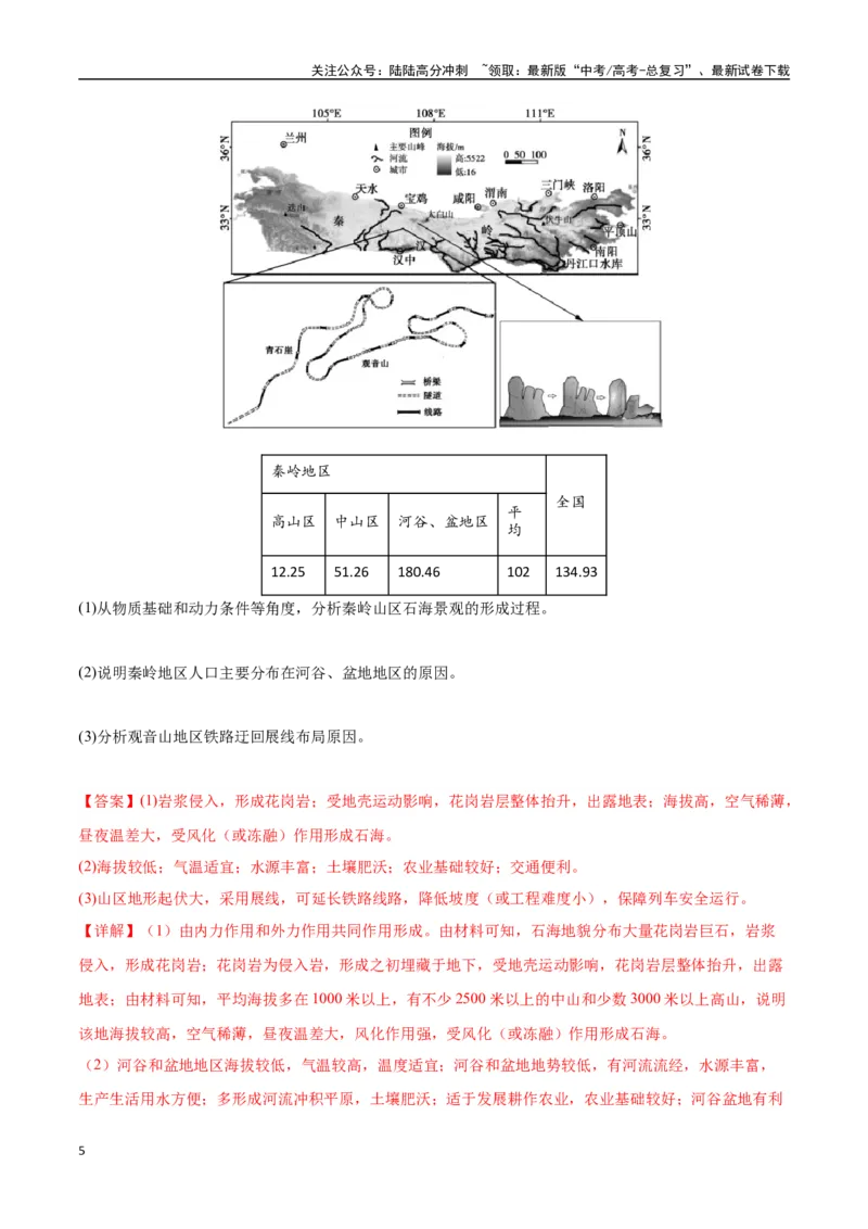 《专题13人口与地理环境（高频非选择题50题）-（新高考通用）（教师版）_07-地理-高考总复习_一轮复习_2025年_2025年高考地理一轮题型必刷题（新高考通用）》第5页预览